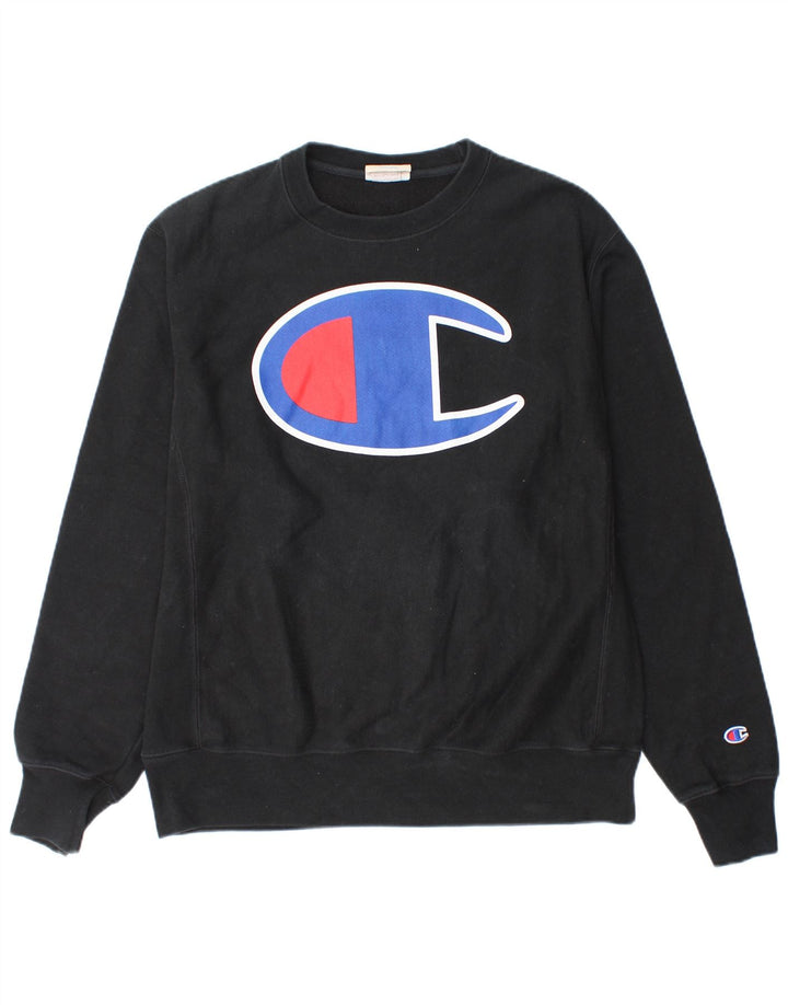 CHAMPION Mens Graphic Sweatshirt Jumper Medium Black Cotton