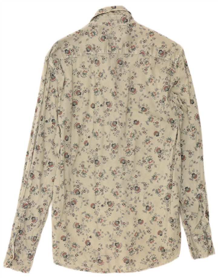 Benetton Mens Shirt Medium Grey Floral