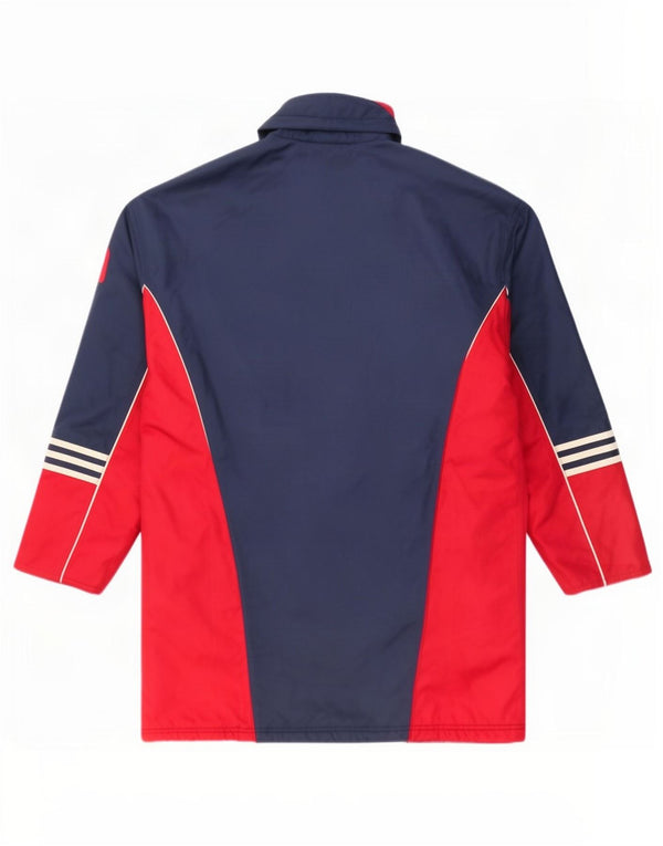 Adidas Herre hættepolstret frakke UK 38/40 Medium Navy Blue Colourblock