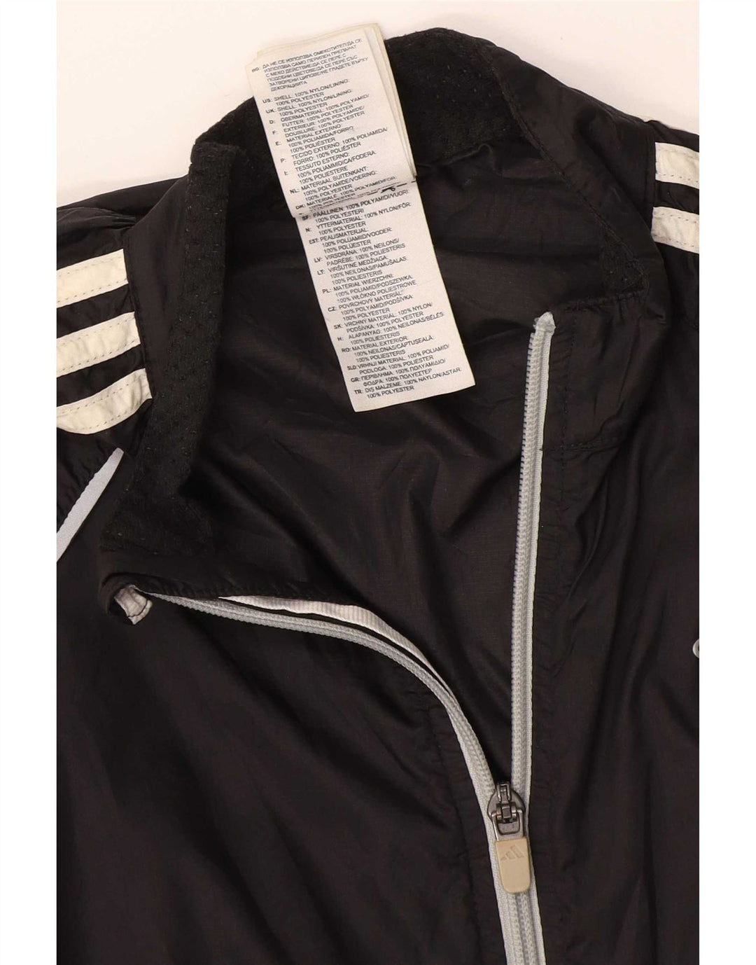Adidas Womens Tracksuit Top Jacket UK 10 Small Black Nylon