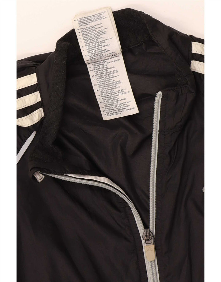 Adidas Womens Tracksuit Top Jacket UK 10 Small Black Nylon