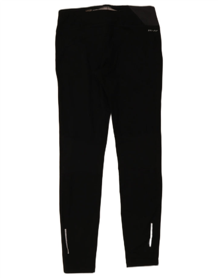 Nike Womens Dri Fit Leggings UK 12 Medium Black Colourblock Polyester