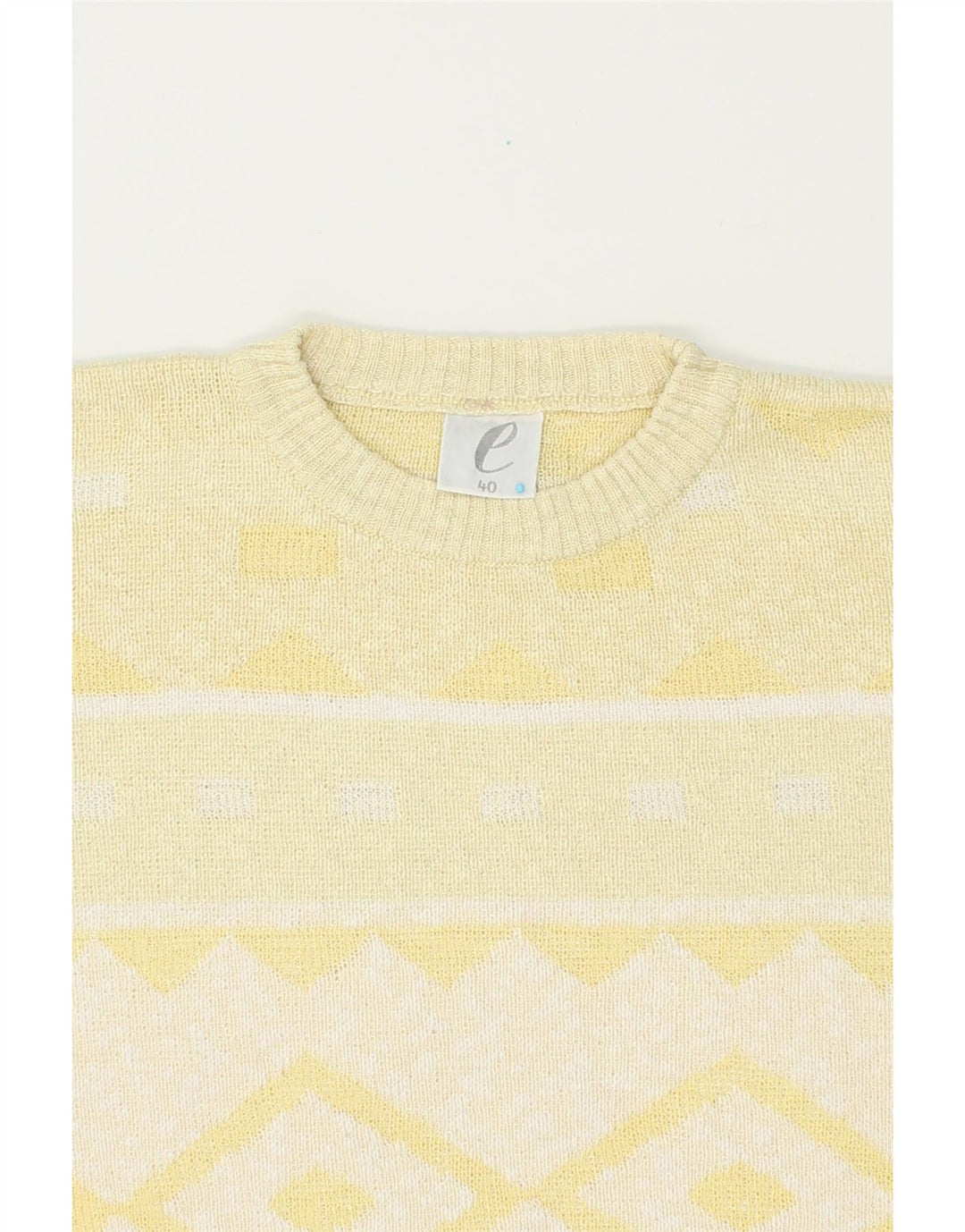 VINTAGE Womens Crew Neck Jumper Sweater EU 40 Medium Yellow Argyle/Diamond Vintage Vintage and Second-Hand Vintage from Messina Hembry 