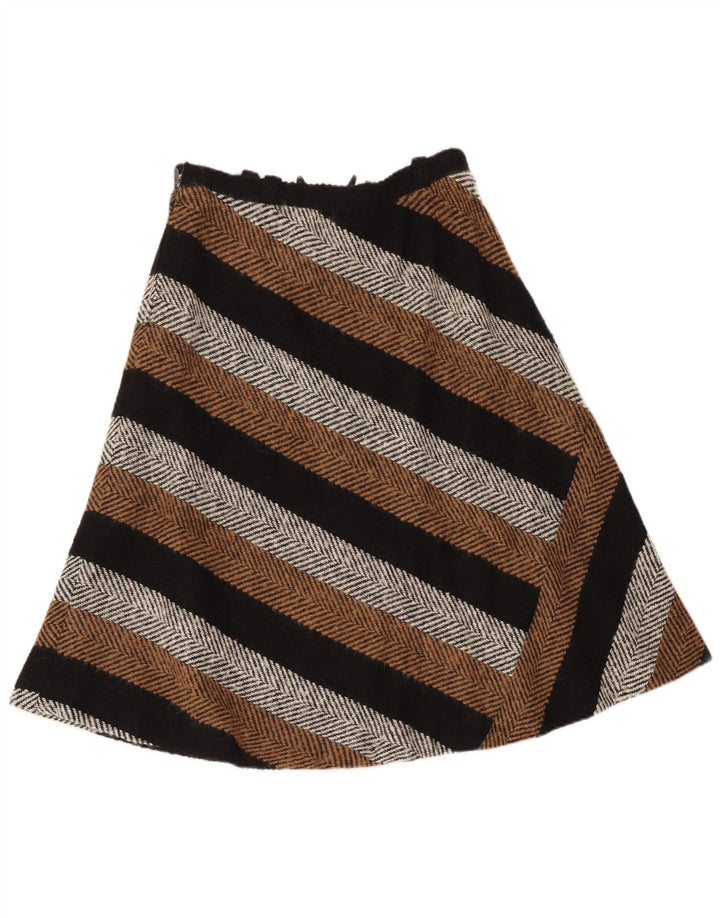Vintage Womens A-Line Skirt IT 44 Medium W32 Brown Striped Wool
