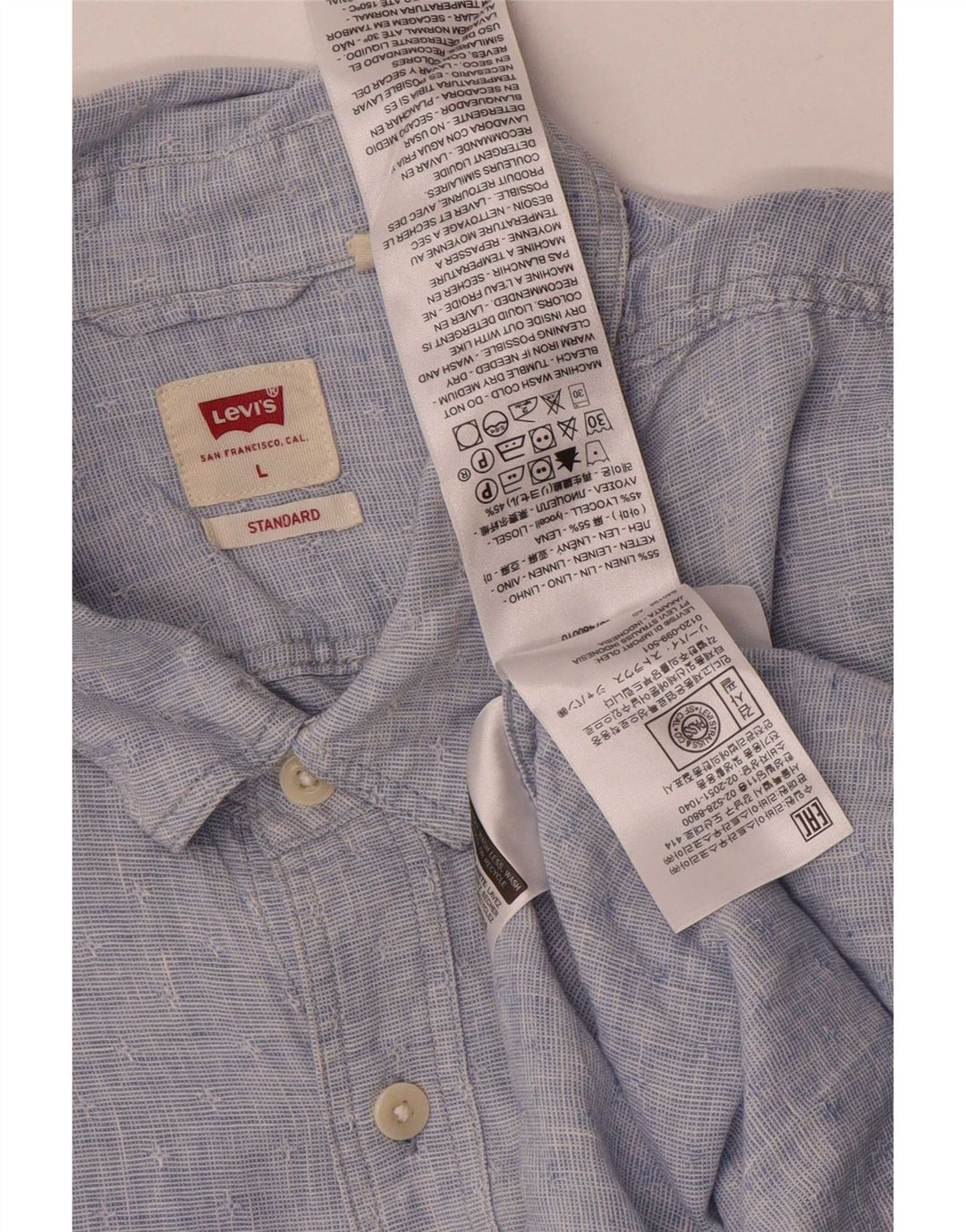 Levi's Mens Standard Shirt Large Blue Linen