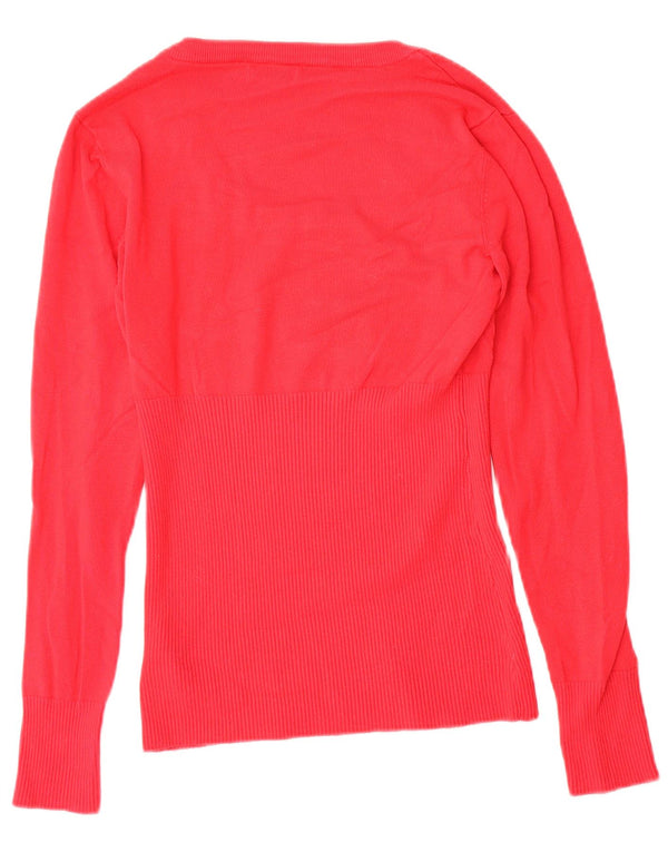 Guess Damen-Pullover mit grafischem U-Boot-Ausschnitt, UK 12, Mittelrot, Viskose