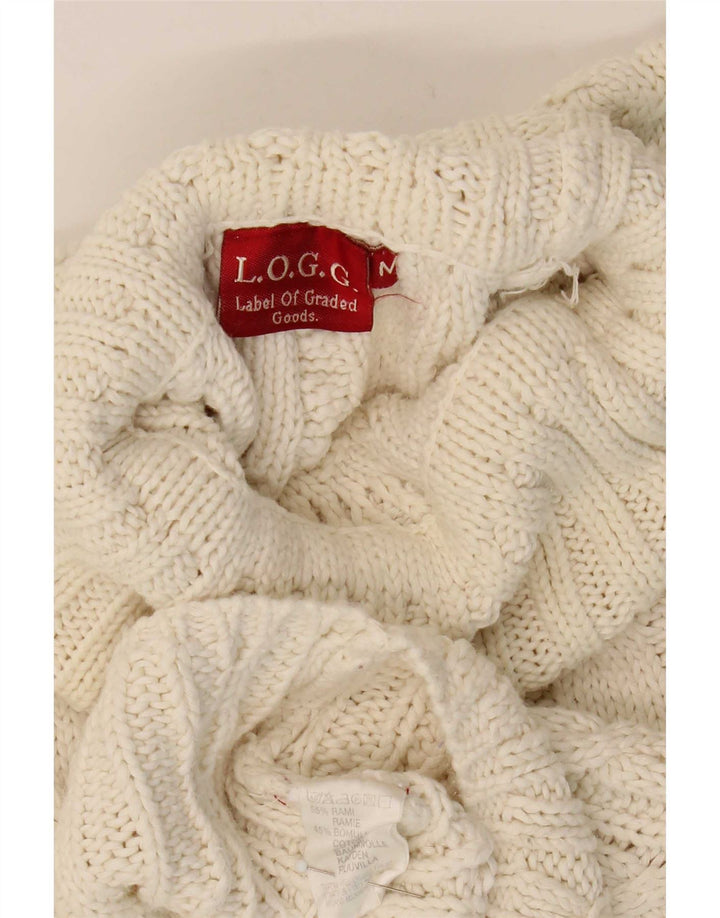 L.O.G.G Mens Roll Neck Jumper Sweater Medium Off White Ramie