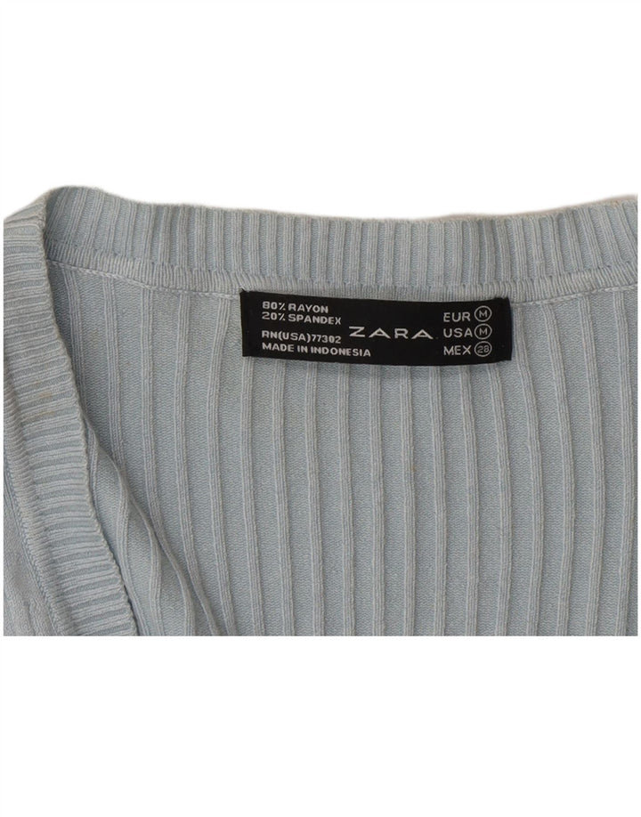 Zara Womens Cardigan Sweater UK 12 Medium Blue Rayon
