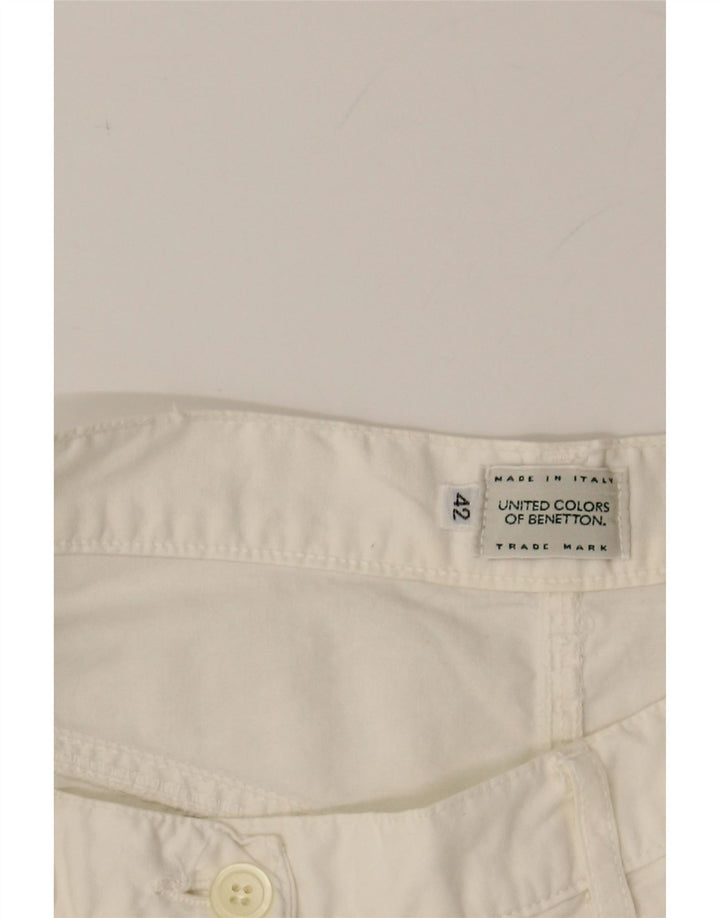 BENETTON Womens A-Line Skirt IT 42 Medium W28  White Cotton Vintage Benetton and Second-Hand Benetton from Messina Hembry 