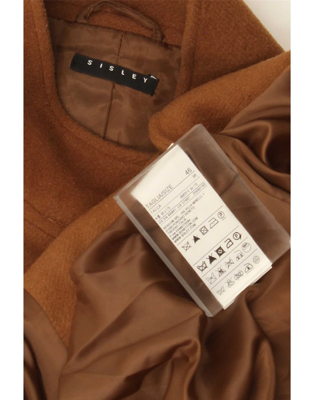 Sisley Capa Militar para Mujer IT 46 Large Lana Marrón