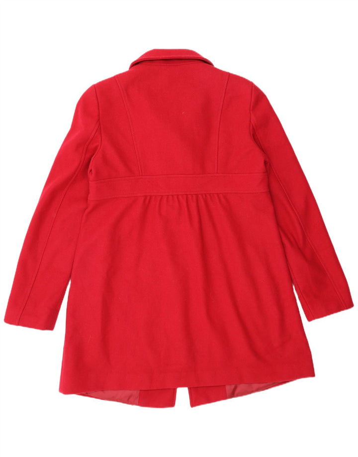 Benetton Womens Double Breasted Coat UK 14 Medium Red Wool