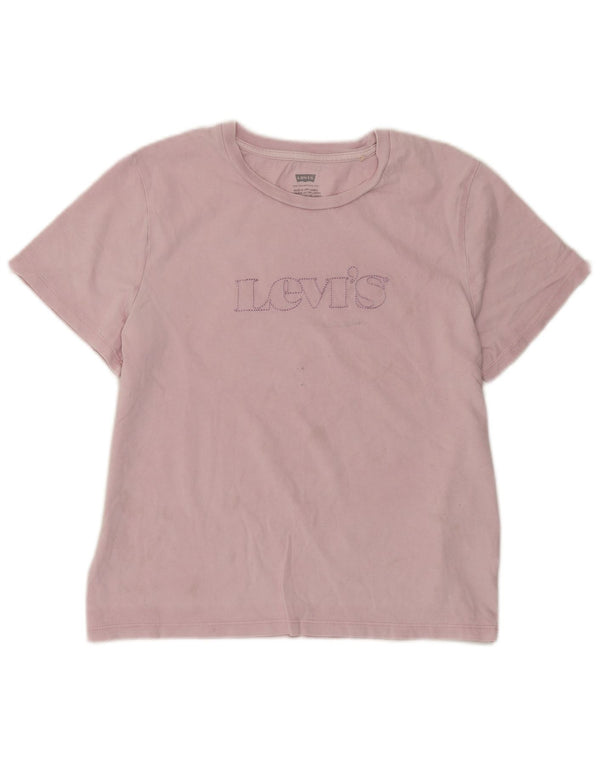 Levi's T-shirt grafica corta da donna Top UK 12 Cotone rosa medio