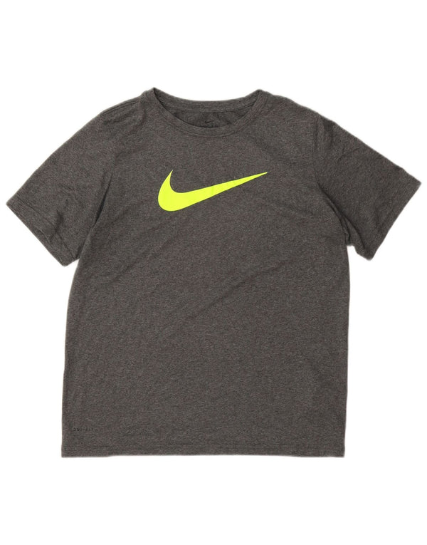 Nike Damen Dri Fit Graphic T-Shirt Top UK 18 XL Grau Polyester