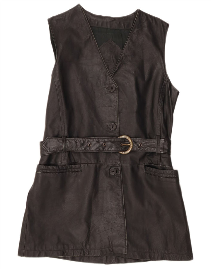 Oltremoda Womens Leather Gilet IT 42 Medium Black Leather