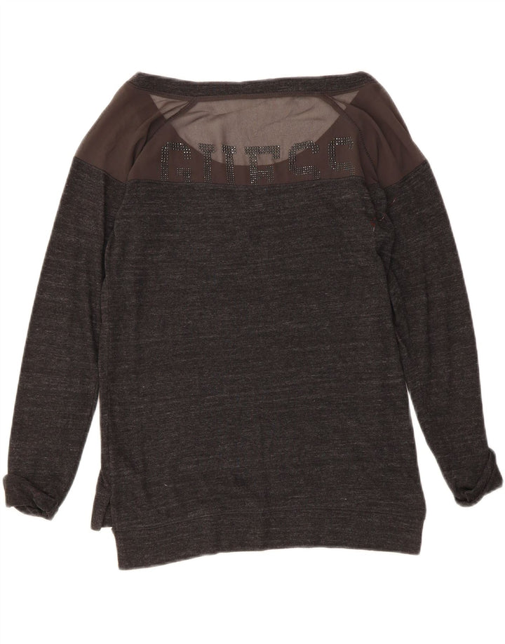 GUESS Womens Oversized Graphic Sweatshirt Jumper UK 4 XS  Grey Polyester Vintage Guess and Second-Hand Guess from Messina Hembry 