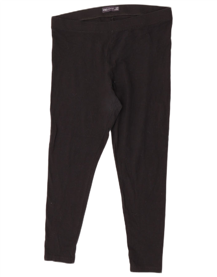 MARKS & SPENCER Womens Leggings UK 14 Large Black Cotton