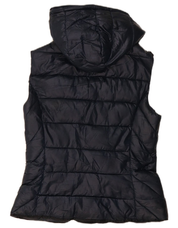 Zara Dame Trafaluc hætte polstret Gilet UK 12 Medium Navy Blue Polyester