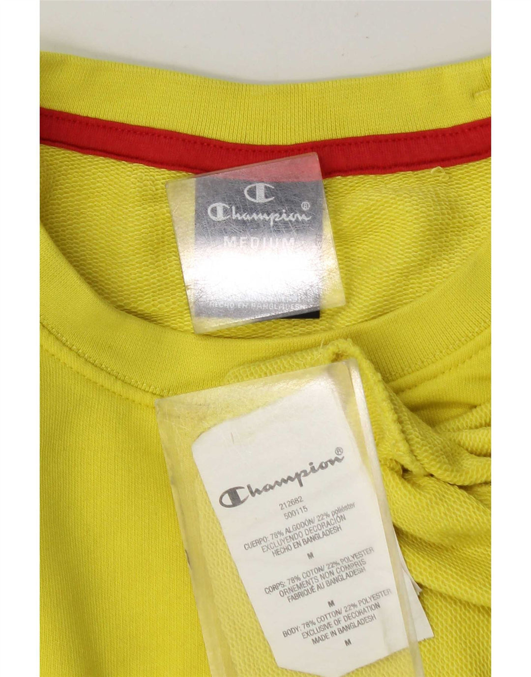 Champion Mens Graphic Sweatshirt Jumper Medium Yellow Cotton