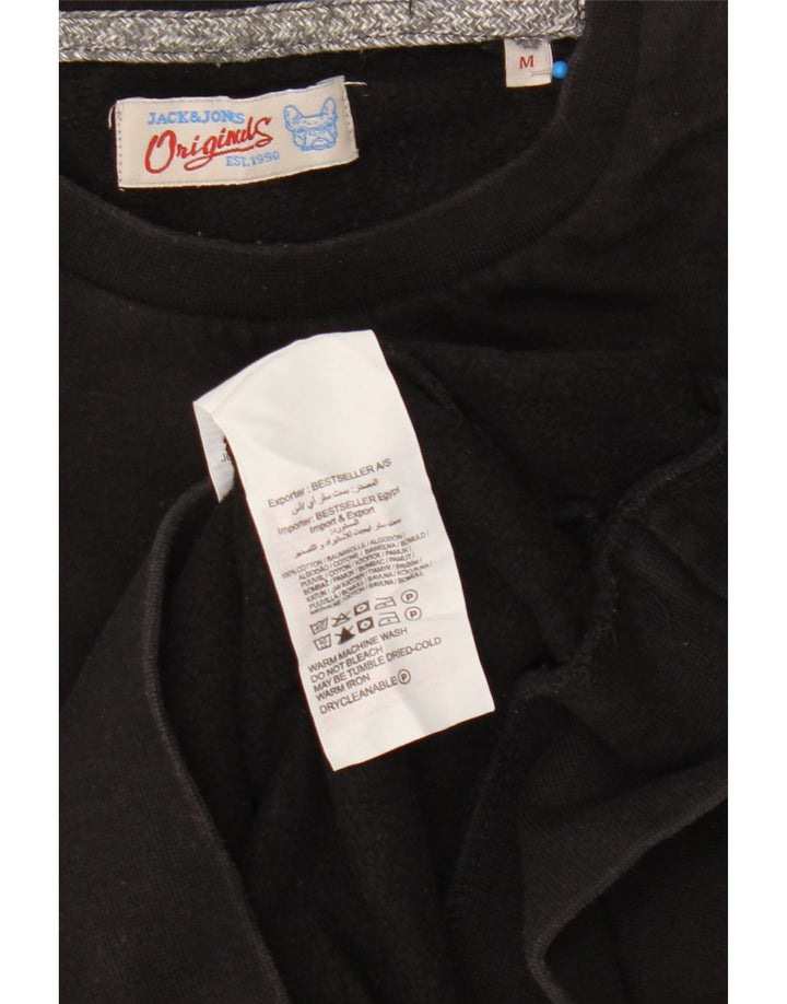 Jack & Jones Mens Graphic Sweatshirt Jumper Medium Black Cotton