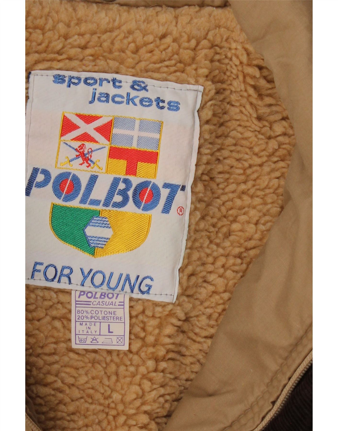Polbot Mens Sherpa Jacket UK 40 Large Beige Cotton