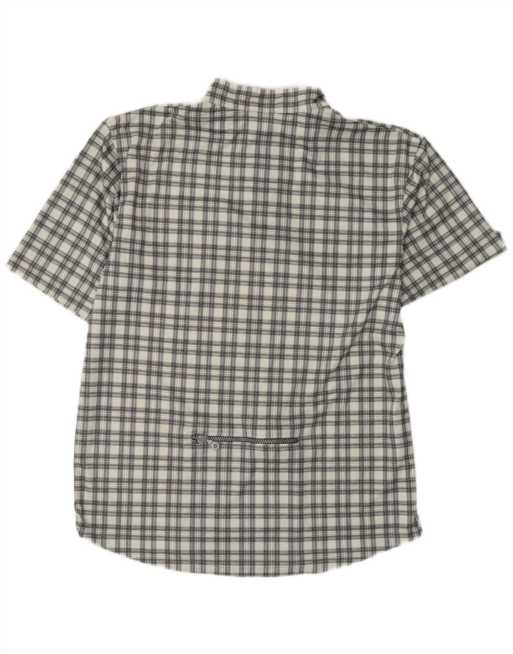 VINTAGE Mens Short Sleeve Pullover Shirt Large Grey Check Polyester