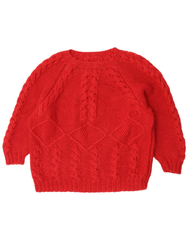 Maglione maglione girocollo da donna vintage UK 14 grande rosso