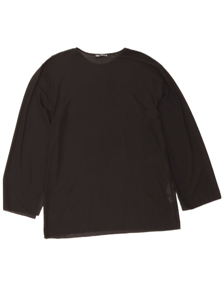 Zara Femme Top Manches Longues UK 44 Medium Noir Polyester