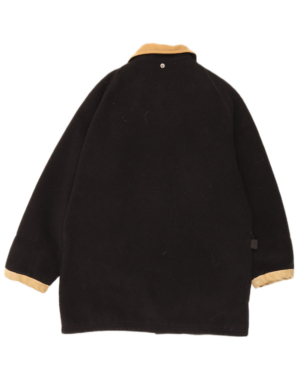 Vintage Womens Fleece Duffle Jacket UK 18 XL Black Colourblock