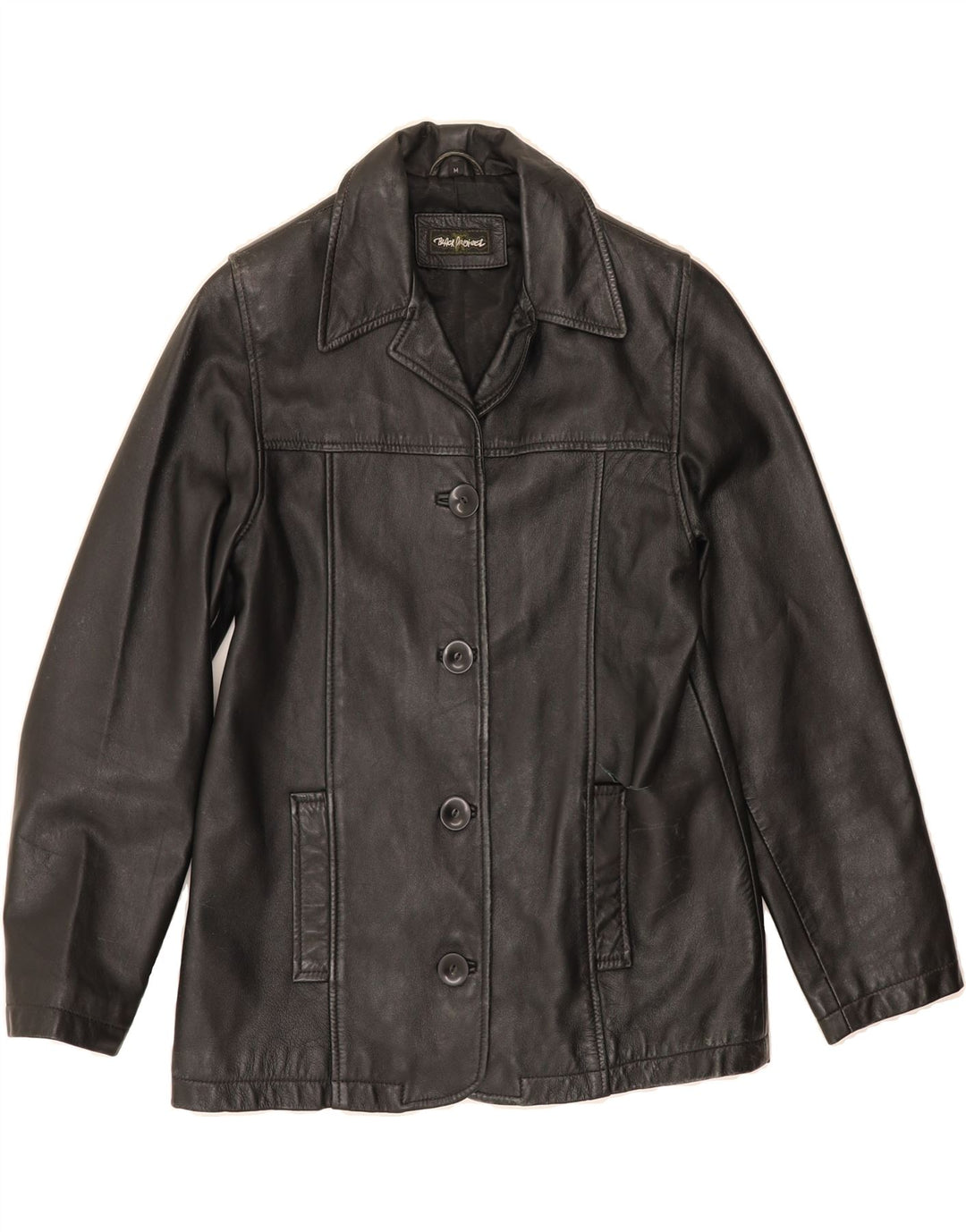 VINTAGE Womens Leather Jacket UK 12 Medium Black Leather Vintage Vintage and Second-Hand Vintage from Messina Hembry 