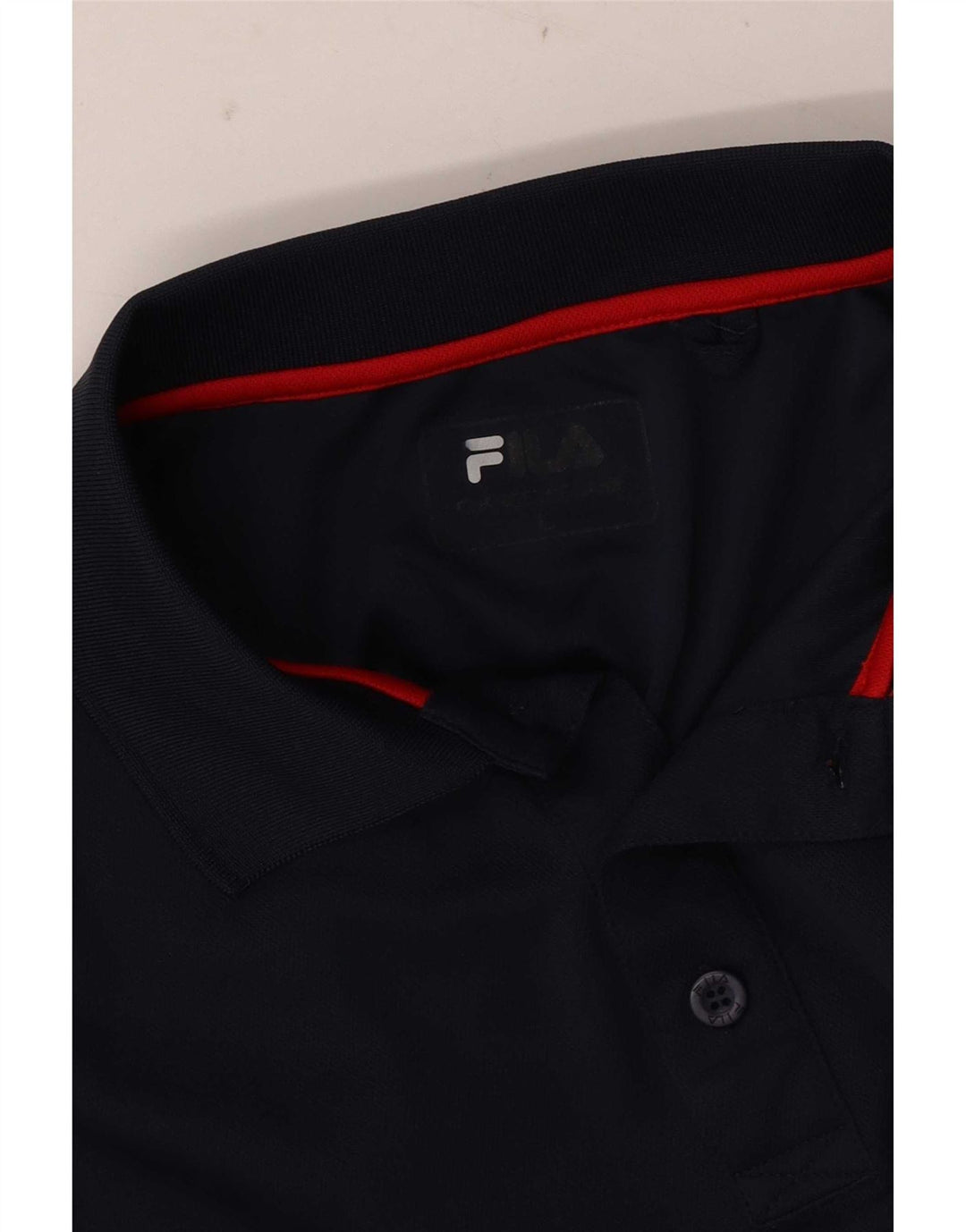 Fila Mens Polo Shirt Large Navy Blue Striped