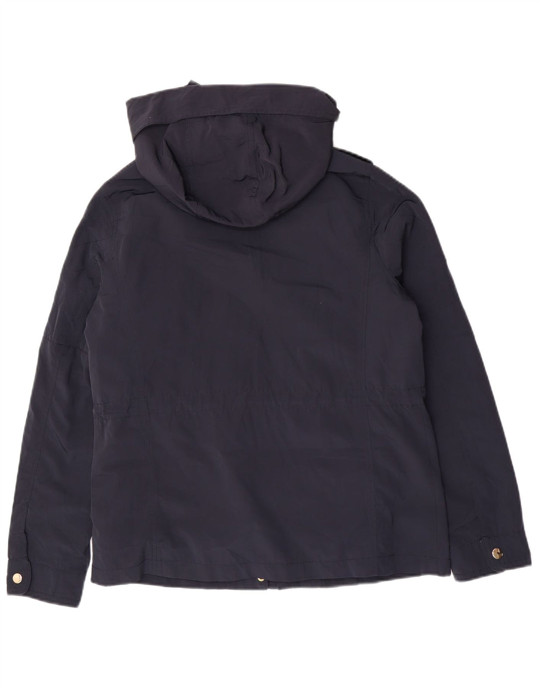 Zara Womens Hooded Military Bomber Jacket UK 14 Medium Navy Blue Polyester