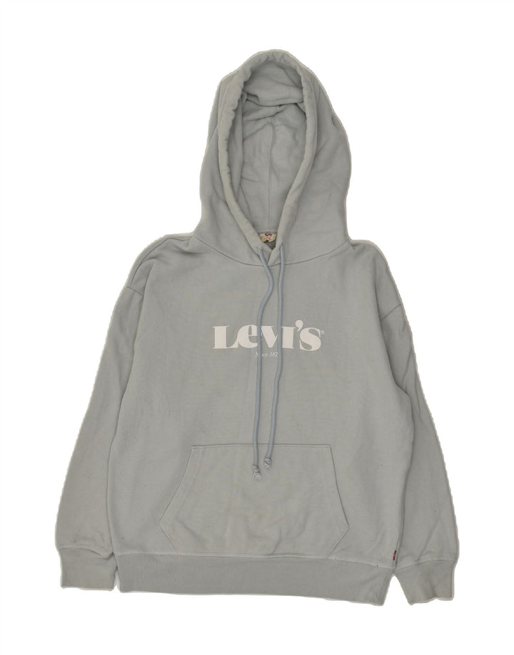 LEVI'S Womens Oversized Graphic Hoodie Jumper UK 6 XS Grey Cotton | Vintage Levi's | Thrift | Second-Hand Levi's | Used Clothing | Messina Hembry 