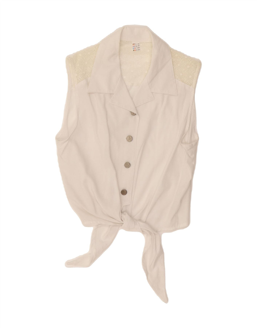 VINTAGE Womens Sleeveless Blouse Top EU 38/40 Medium White Viscose Vintage Vintage and Second-Hand Vintage from Messina Hembry 
