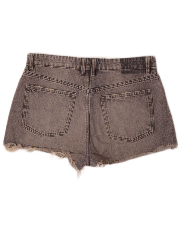 Pantaloncini in denim invecchiato da donna Zara EU 42 Large W32 cotone grigio