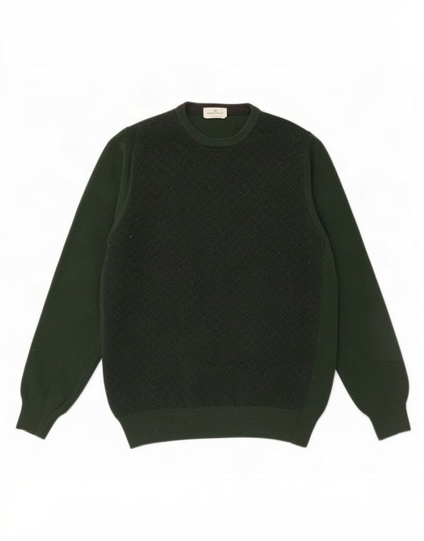Maglione maglione girocollo da uomo Brooksfield IT 54 Lana geometrica verde medio