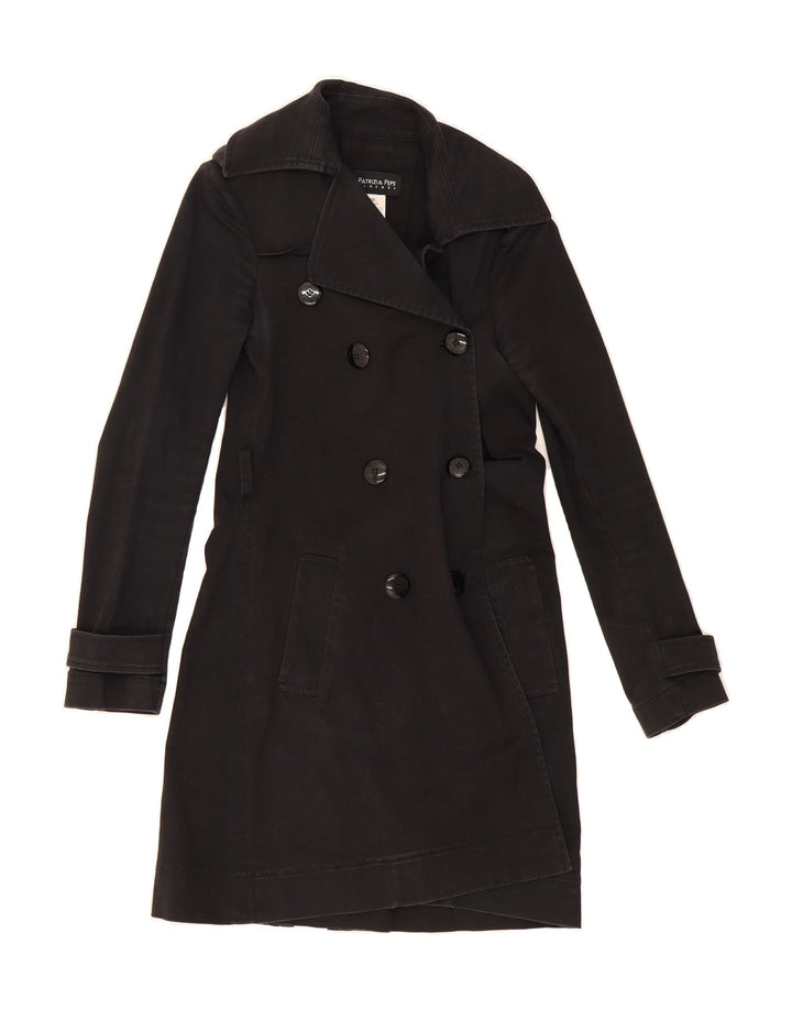 PATRIZIA PEPE Womens Trench Coat IT 40 Small Black Cotton Vintage Patrizia Pepe and Second-Hand Patrizia Pepe from Messina Hembry 