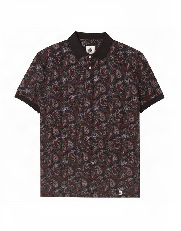 Pretty Green Mens Polo Shirt XL Black Paisley Cotton