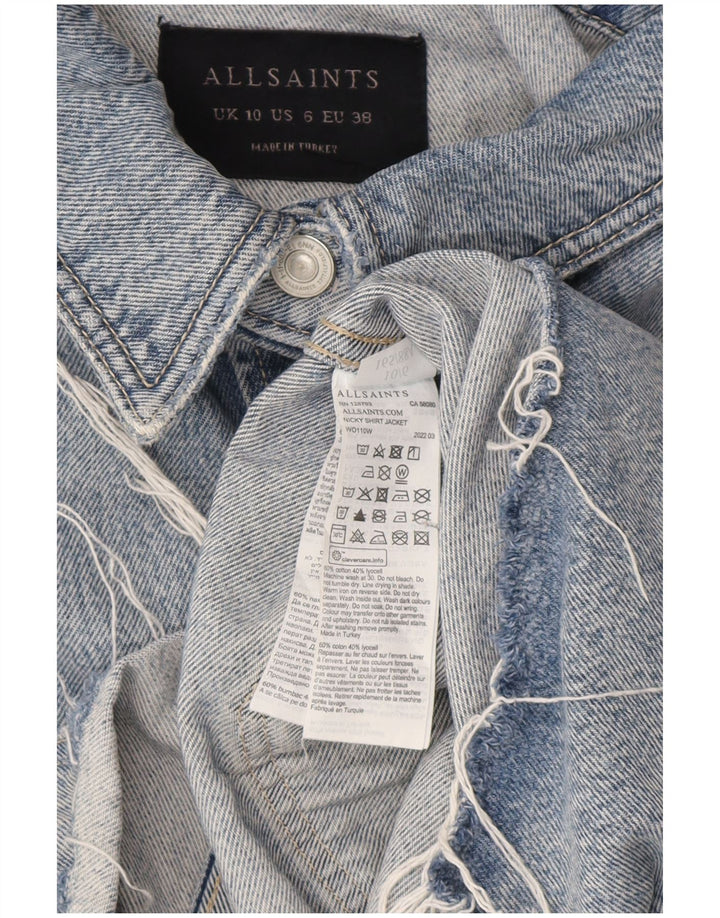 Giacca di jeans oversize da donna All Saints UK 10 piccola in cotone blu