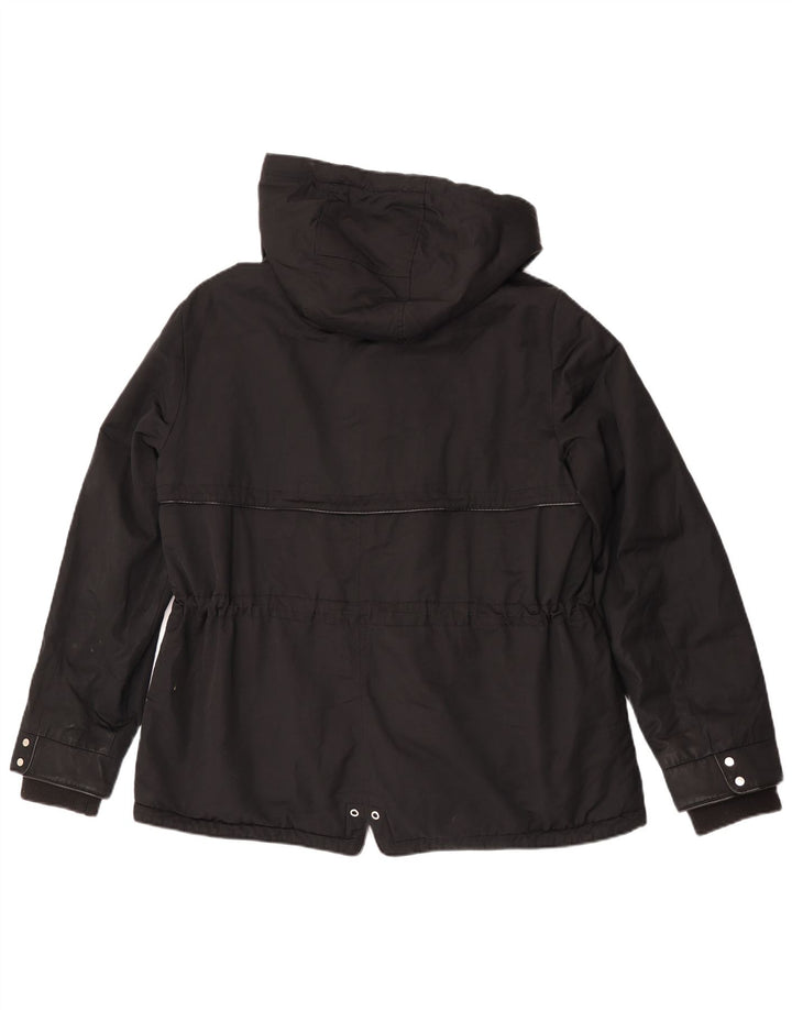 Zara Womens Hooded Windbreaker Jacket UK 18 XL Black Polyester