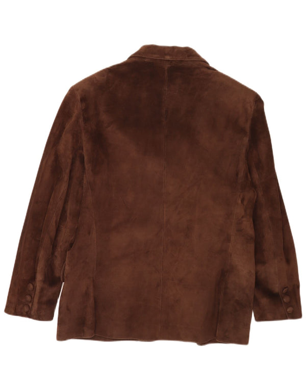 Vintage Womens Suede 3 Button Blazer Jacket UK 12 Medium Brown