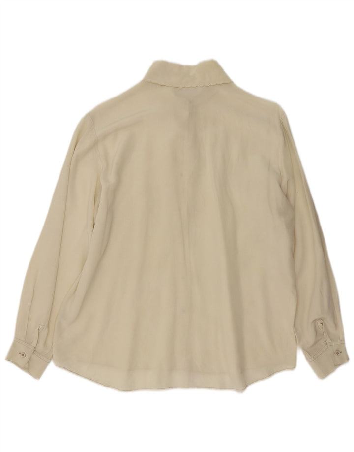 Vintage Womens Long Sleeve Regular Fit Shirt UK 14 Medium Off White