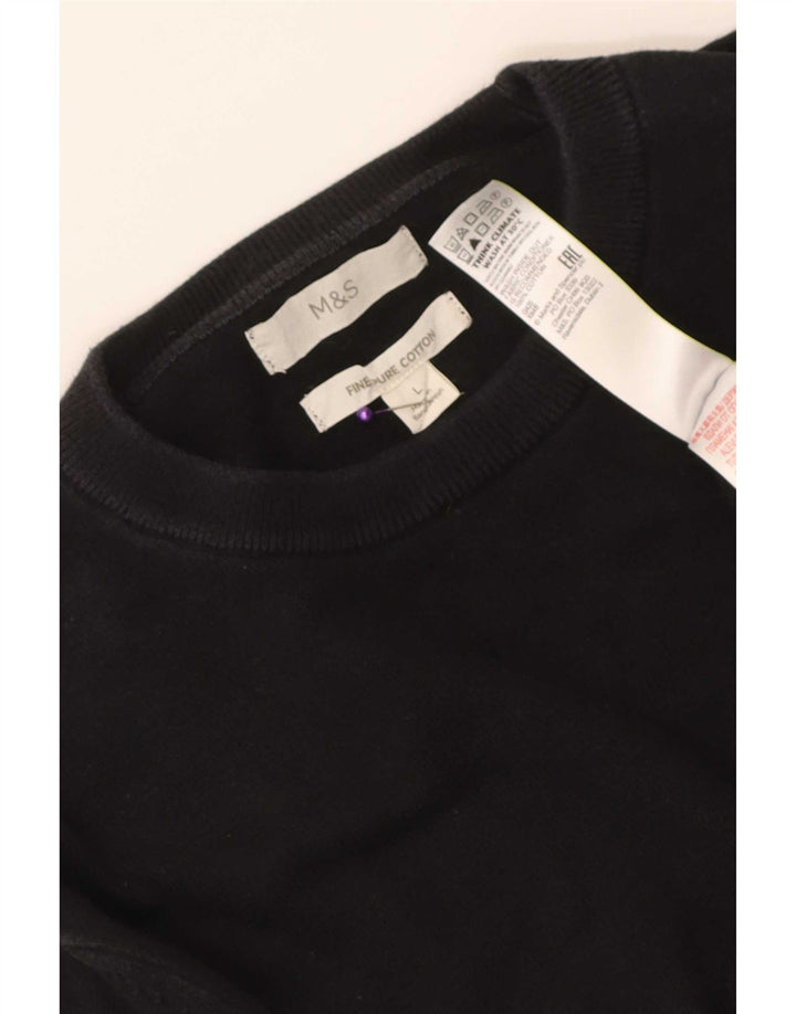 Marks & Spencer Mens Crew Neck Jumper Sweater Large Black Cotton