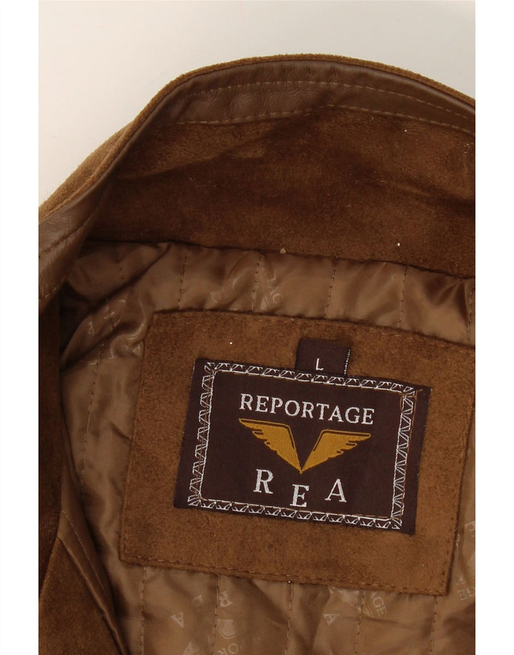 REPORTAGE Mens Suede Jacket UK 40 Large Brown Vintage Reportage and Second-Hand Reportage from Messina Hembry 