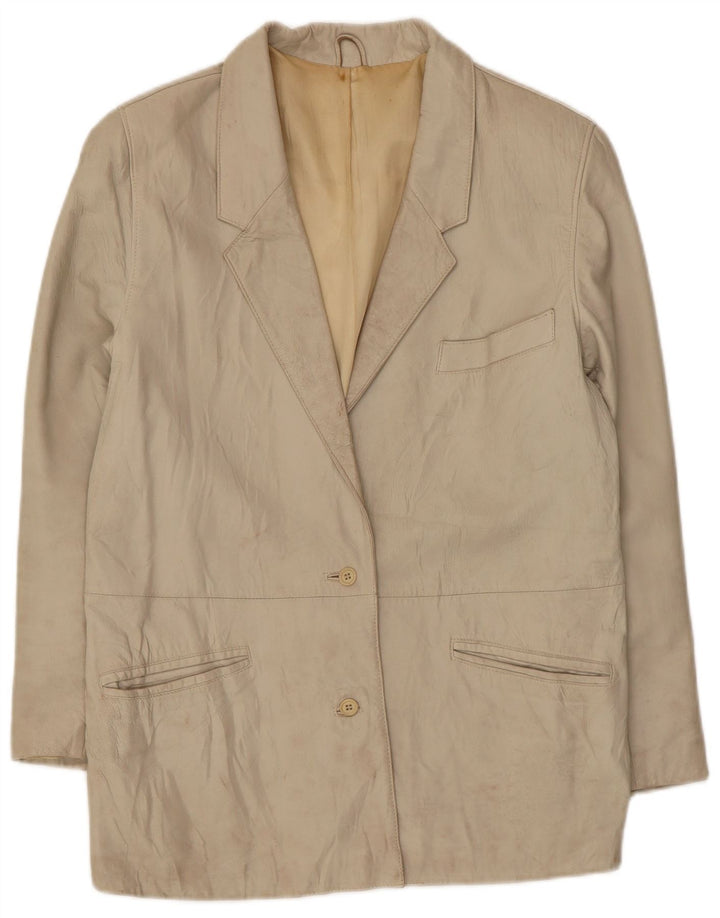 Marcos Dame 2-knaps læder blazerjakke IT 44 Medium Beige Læder