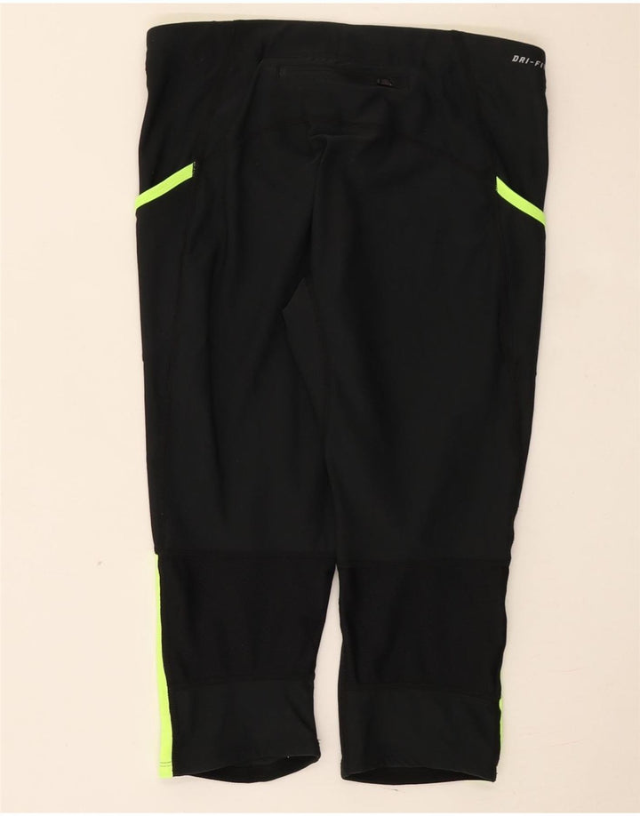 Nike Womens Dri Fit Capri Leggings UK 12 Medium Black Colourblock Polyester