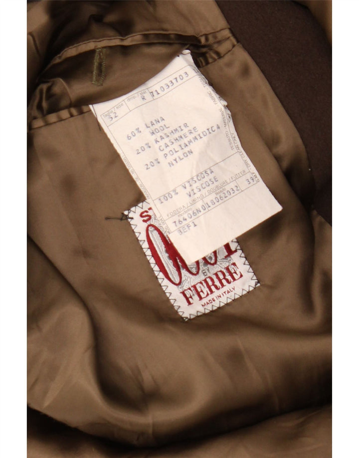 Ferre Womens Overcoat IT 52 XL Brown Wool