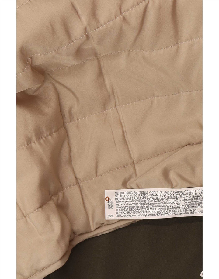 Damska kurtka typu parka z kapturem, oversize, Zara, UK 10, mała, khaki, poliester