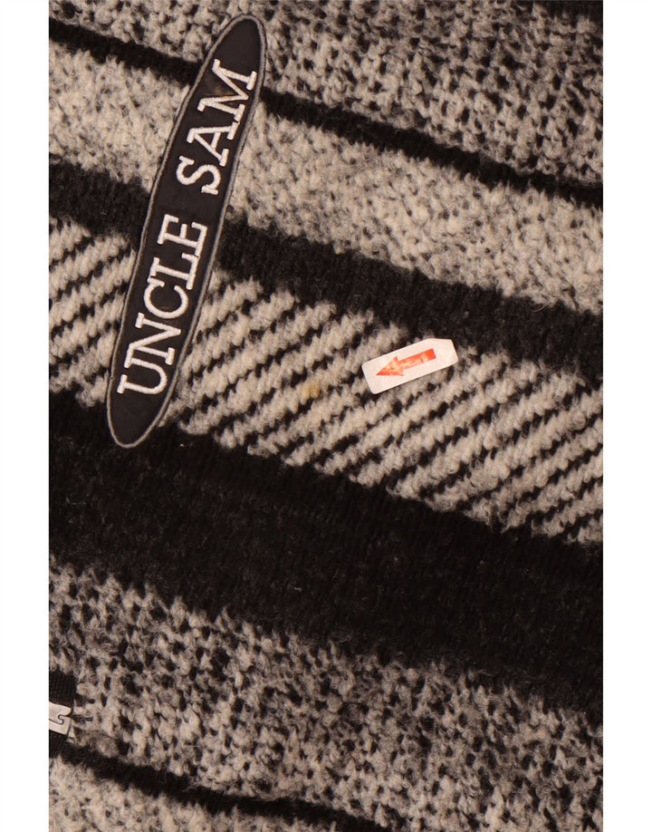 Maglione da uomo con collo con zip Zio Sam, XL, in poliestere a righe nere