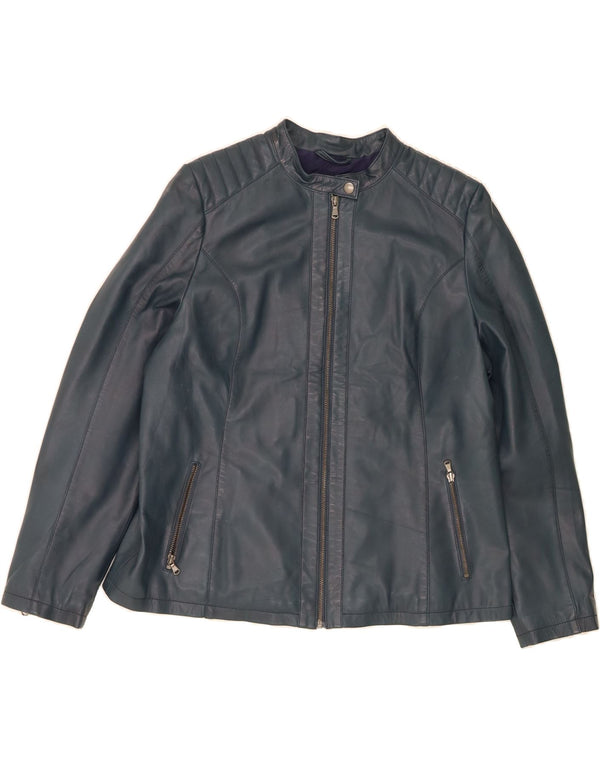 Giacca in pelle da donna VINTAGE UK 20 2XL Pelle blu