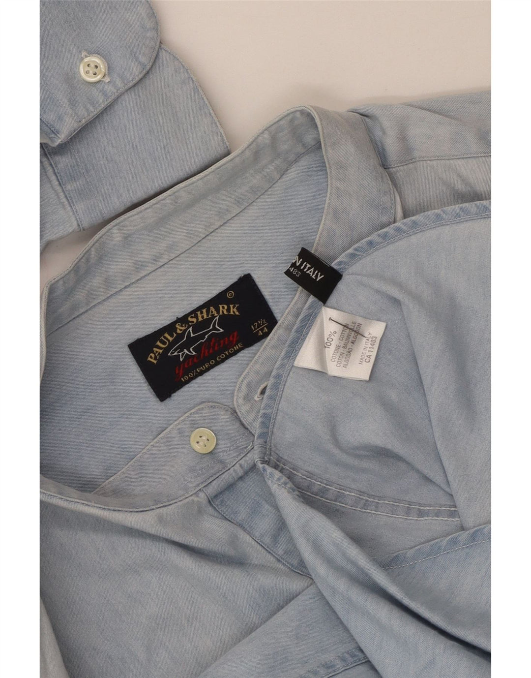 Paul & Shark Mens Pullover Shirt Size 17 1/2 44 XL Blue Cotton
